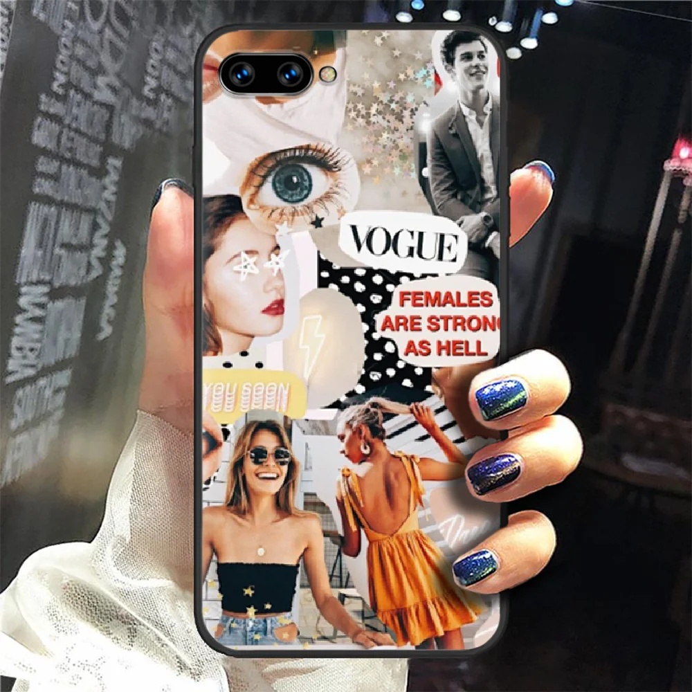 

VOGUE Lady's journey hoesjes Phone Case Cover Hull For HUAWEI honor 8 8c 8a 8x 9 9a 9x V10 MATE 10 20 I lite pro black coque