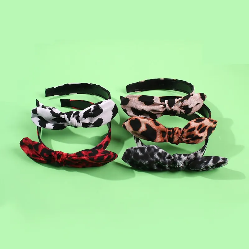 Милые леопардовые повязки для волос с заячьими ушками женщин и девочек ювелирные