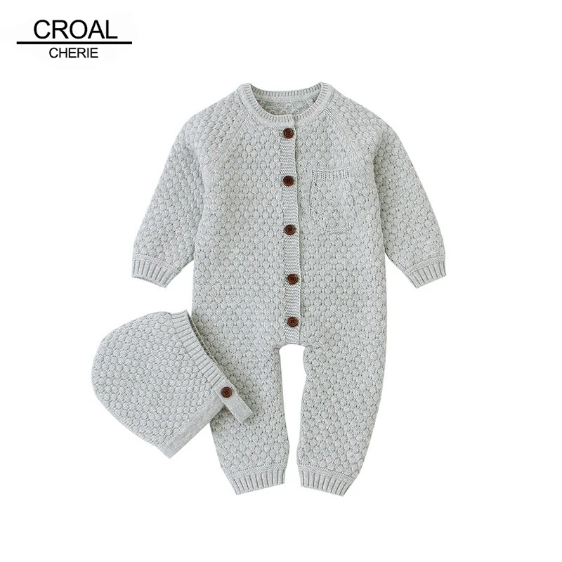 CROAL chery/вязаный детский комбинезон с длинными рукавами комплекты одежды шапочкой
