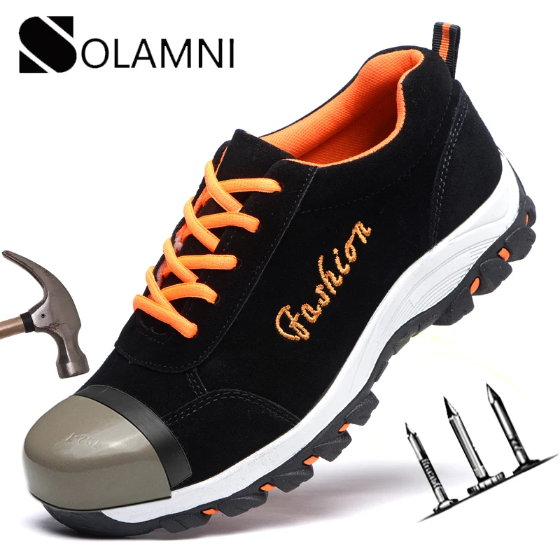 

Indestructible Mens Work Shoes Safety Boots Steel Toe Puncture-Proof Construction Shoes Men Leather Casual Shoes Hiking Sneakers