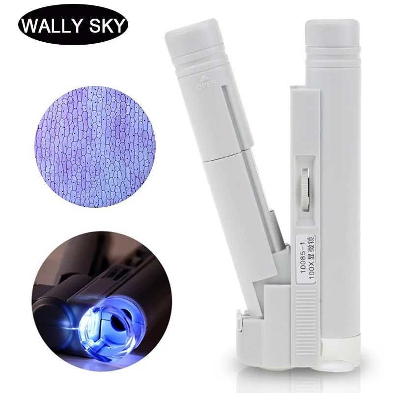

Handheld Microscope 40X 80X 100X Mini Pocket Portable Microscope LED Lamp Light Foldable Jewelry Magnifier Magnifying Loupe