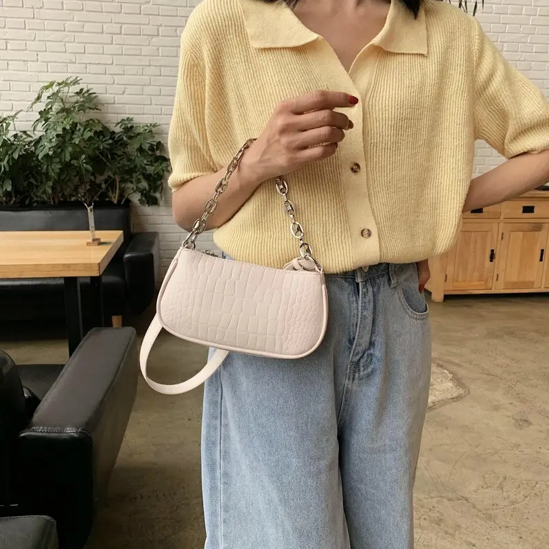 

New Small PU Leather Shoulder Bags For Women 2021 Elegant Handbags Female Travel Totes Lady Fashion Hand Bag Chain Design