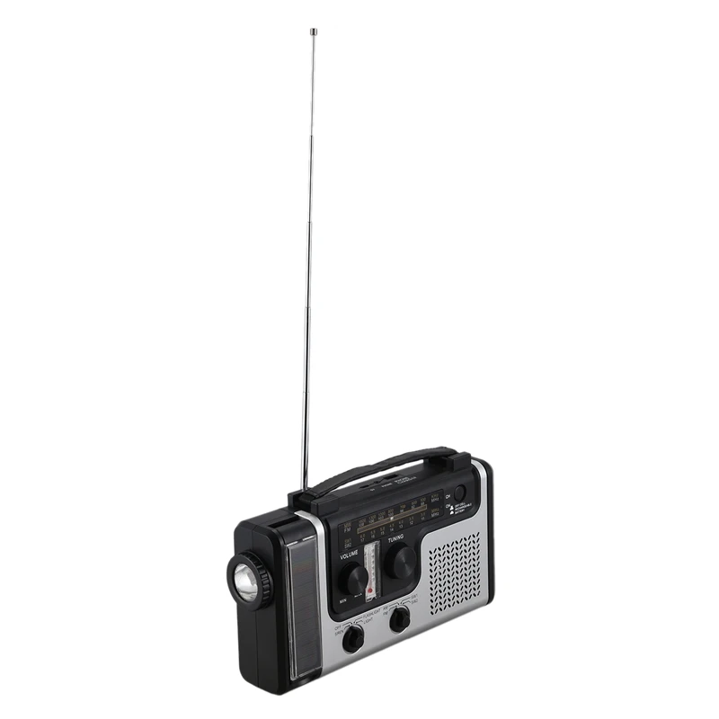 Outdoor Multifunctional Solar Radio Portable FM/AM Built-in Speaker Support LED Emergency Flashlight Table Lamp Thermomete | Электроника
