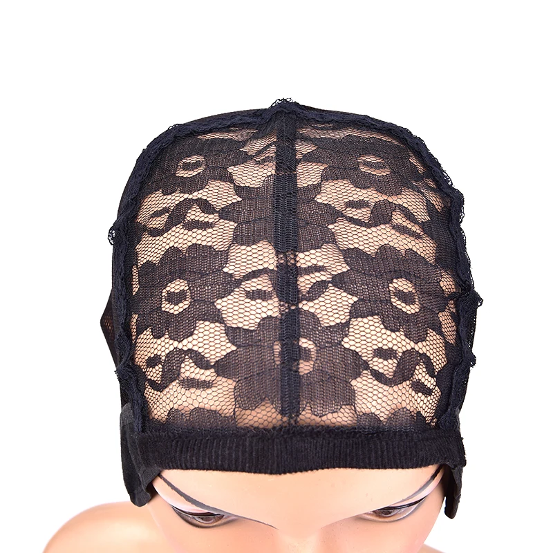 

1pcs Ladies Lace Black Wig Cap Hair Net For Making Wigs Hair Adjustable Straps Stretch Weaving Mesh Elastic Hairnets