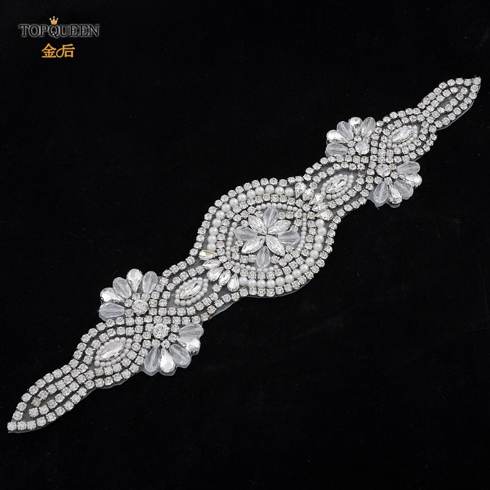 

TOPQUEEN S231 High Quality Wedding Bridal Belt Beaded Bridal Belt for Dresses Silver Bridal Belt Rhinestone Belts for Dresses