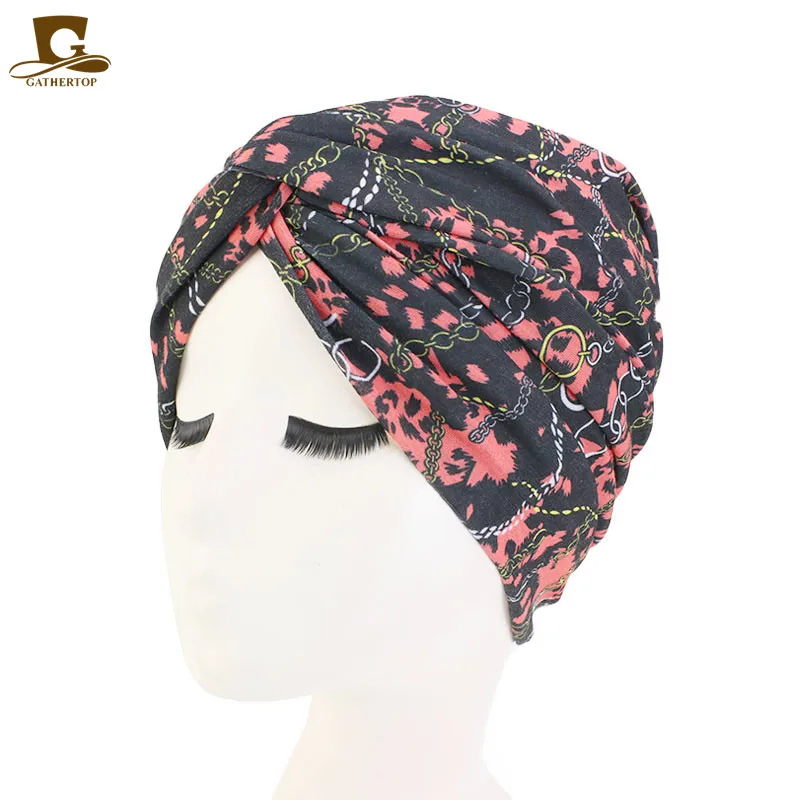 Женский тюрбан с цветочным принтом бандана мусульманский головной платок