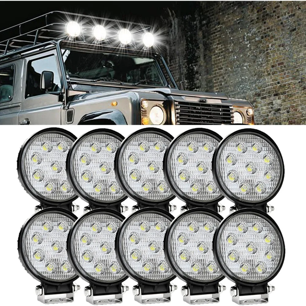 

2Pcs 4inch 27W LED Work Light 10-30V 4WD 12v for Off Road Truck Bus Boat Fog Light Car Light Assembly ATV Daytime Running Light