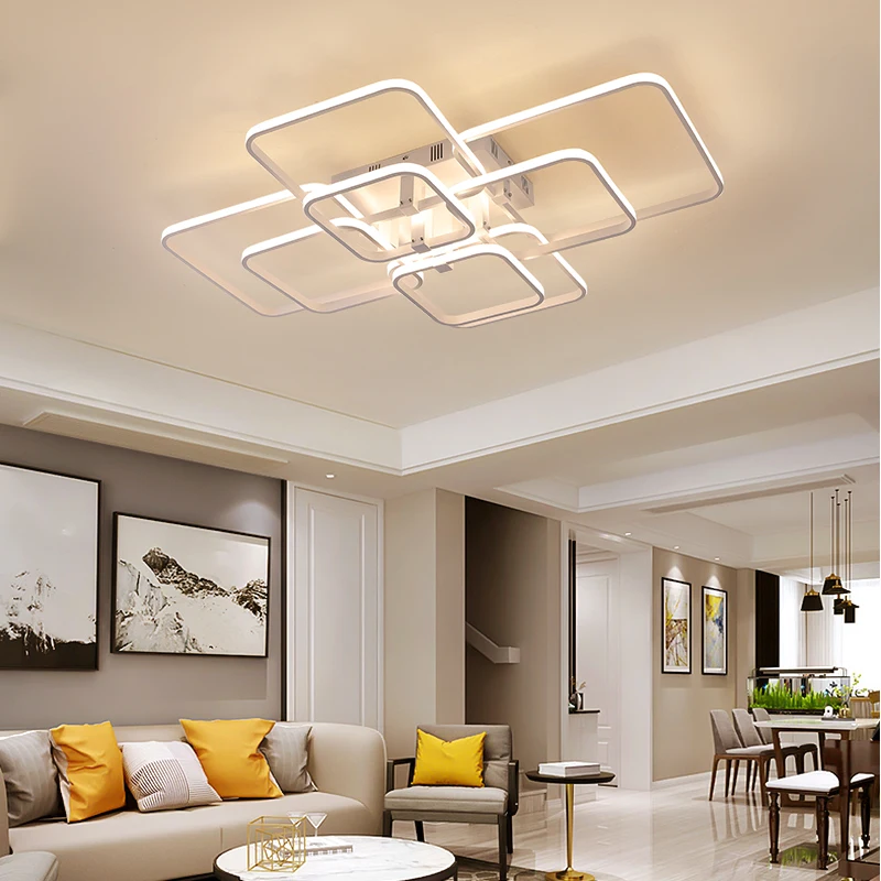 $55.00 NEO Gleam Rectangle Acrylic Aluminum Modern Led ceiling lights for living room bedroom AC85-265V White Ceiling Lamp Fixtures