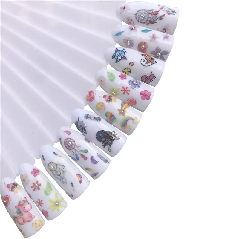 10 видов стилей бледно-лиловый наклейки на ногти цветок Водные Наклейки пион