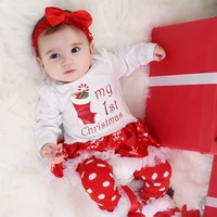 newborn baby first christmas 4pcs outfits new year cotton baby girl clothes ruffle tutu dress shoes infants toddler clothing set