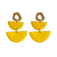 oi fashion handmade polymer clay earrings semicircle shape colorful geometric drop dangle earrings for women accessories