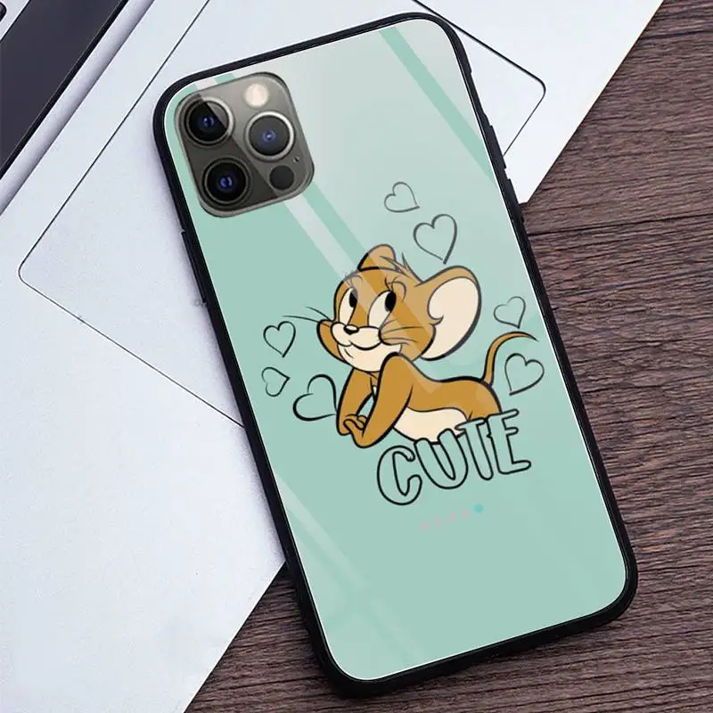

Cat And Mouse Tom Jerry Phone Case Tempered Glass For iPhone 12 Pro Max Mini 11 Pro XR XS MAX 8 X 7 6S 6 Plus SE 2020 case