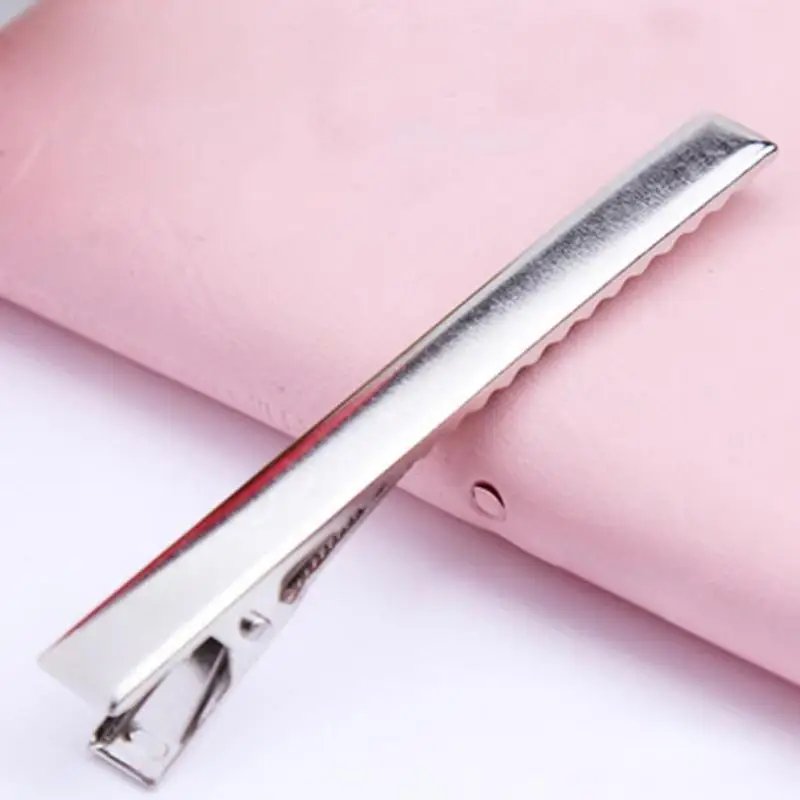 Заколка для волос сделай сам простой металлический зажим с бантом серебристого и