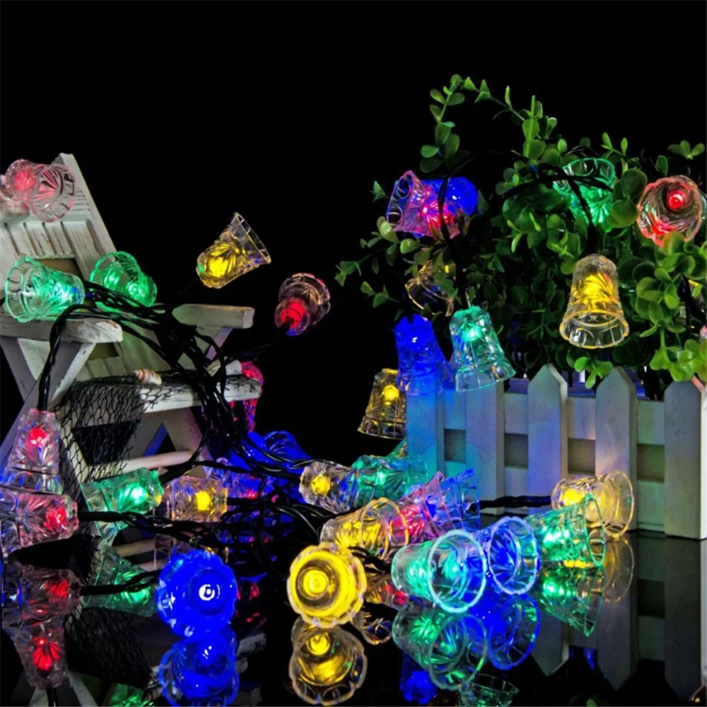 20LED колокольчик Рождественский светильник солнечный Сказочный уличный