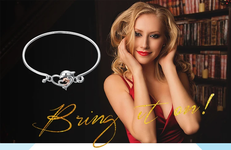 JewelryPalace Дельфин Любовь Сердце Открытый браслет 925 пробы Серебряный подарок вечерние мода роскошный горячий