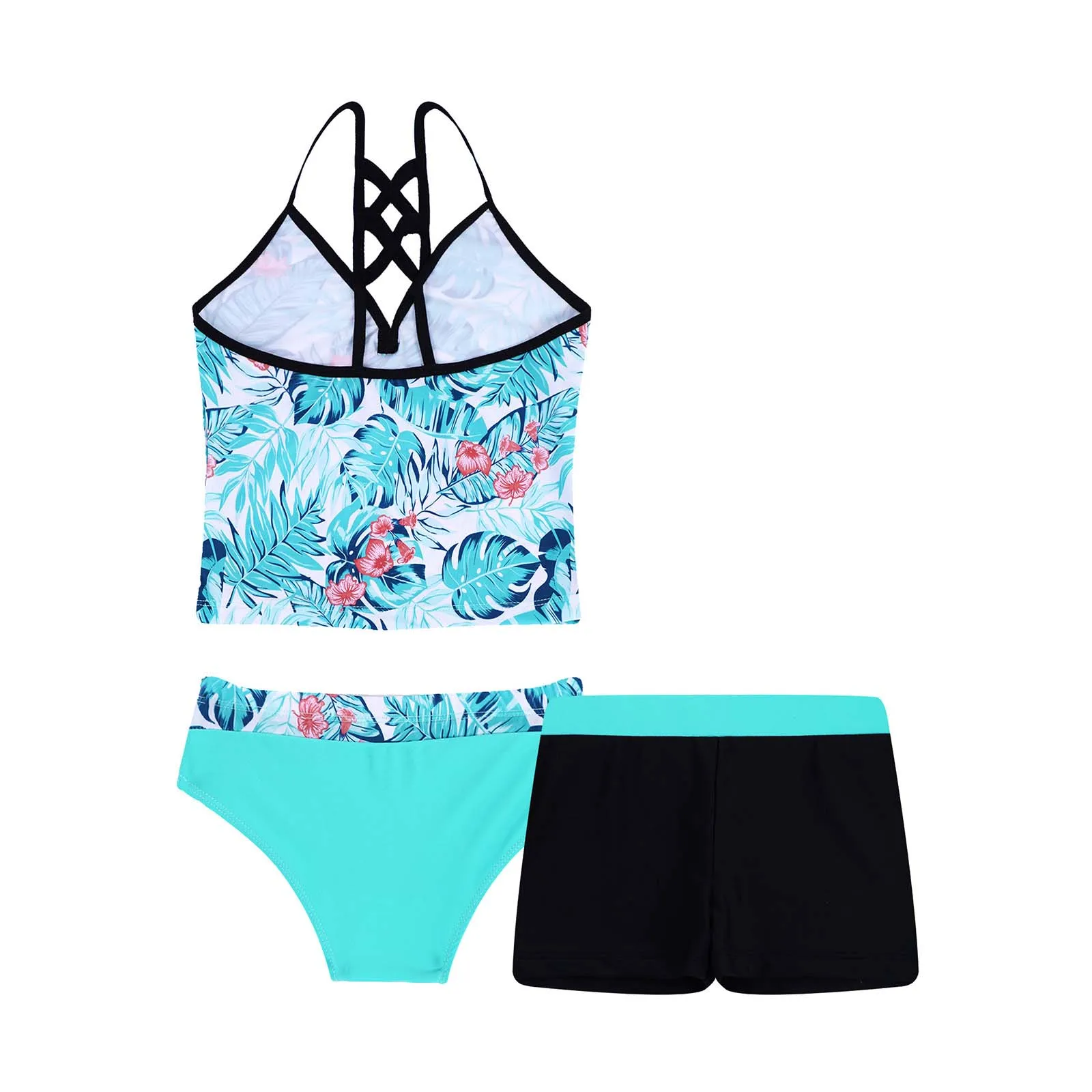 Детские женские бикини с цветочным принтом 3 предмета