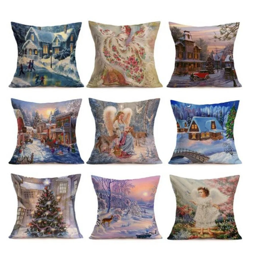 2018 чехол для подушки 45*45 Merry Christmas льняные наволочки дивана украшения