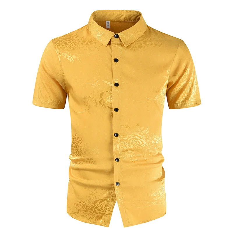 

Men Classic Hand Embroidery Shirts Short Sleeve British Style Cotton Chemise Homme Social Club Prom Shirt Dropshipping