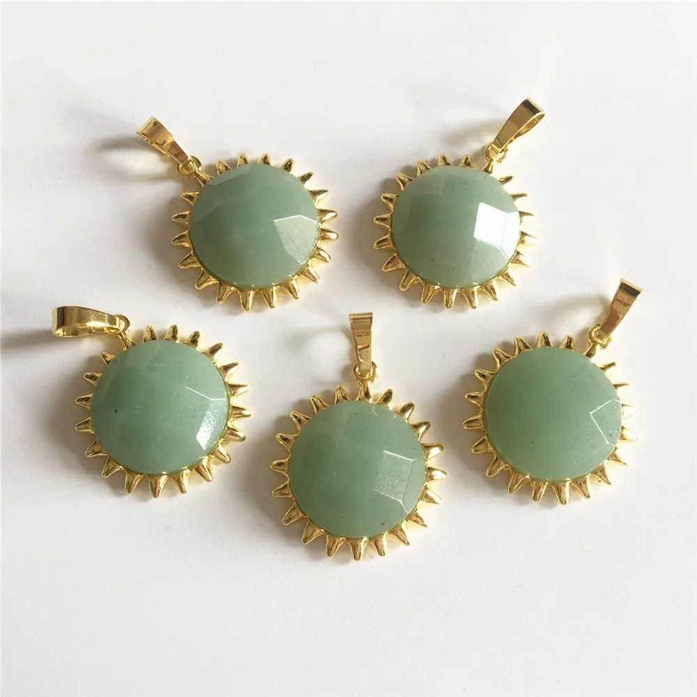 Подвеска с кристаллом подсолнуха FUWO Классическая из натурального розового