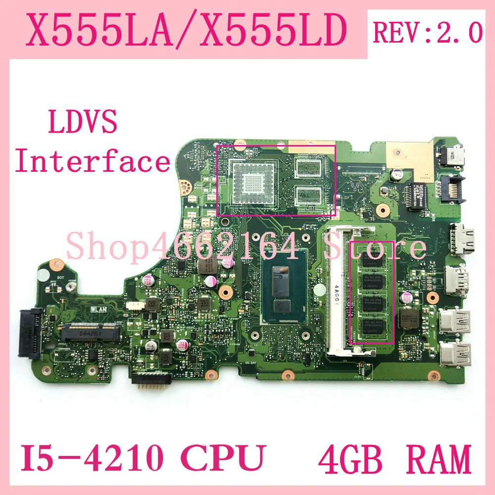 

Материнская плата X555LA MAIN_BD._ 4G/I5-4210/AS 90NB0650-R00010, материнская плата REV 2,0 для Asus X555LA X555LAB X555LD X555L VM501L, материнская плата для ноутбука