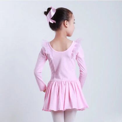 Пышное Хлопковое платье для девочек с длинным рукавом розового и синего цветов |