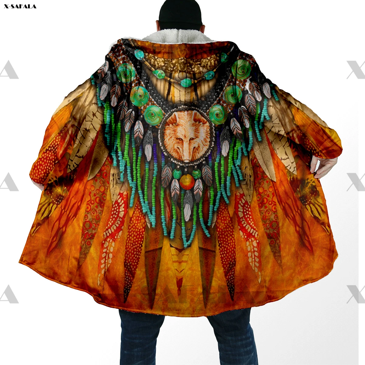 Толстовка с капюшоном История наследия Американский аборигенный принт длинный