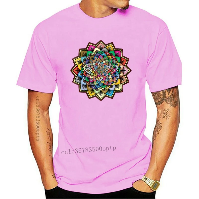 

New Prismatic Floral Mandala Unisex T Shirt Short-Sleeved Tee Shirt