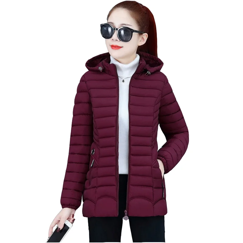 

New autumn winter Down jacket coat female medium long take off the cap slim Korean bakery women's plus size thin Pike overcoat