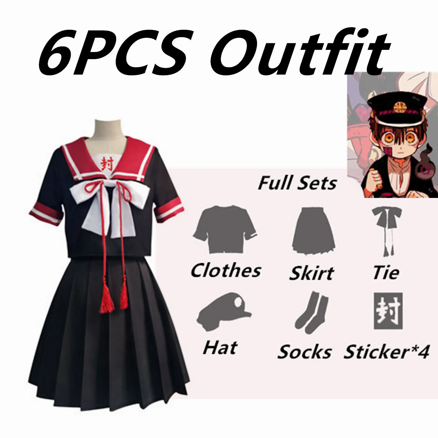 

Anime Toilet Bound Jibaku Shounen Hanako kun Yugi Amane Cosplay Costume Lolita JK Uniform Set Sailor suit Men Women Halloween