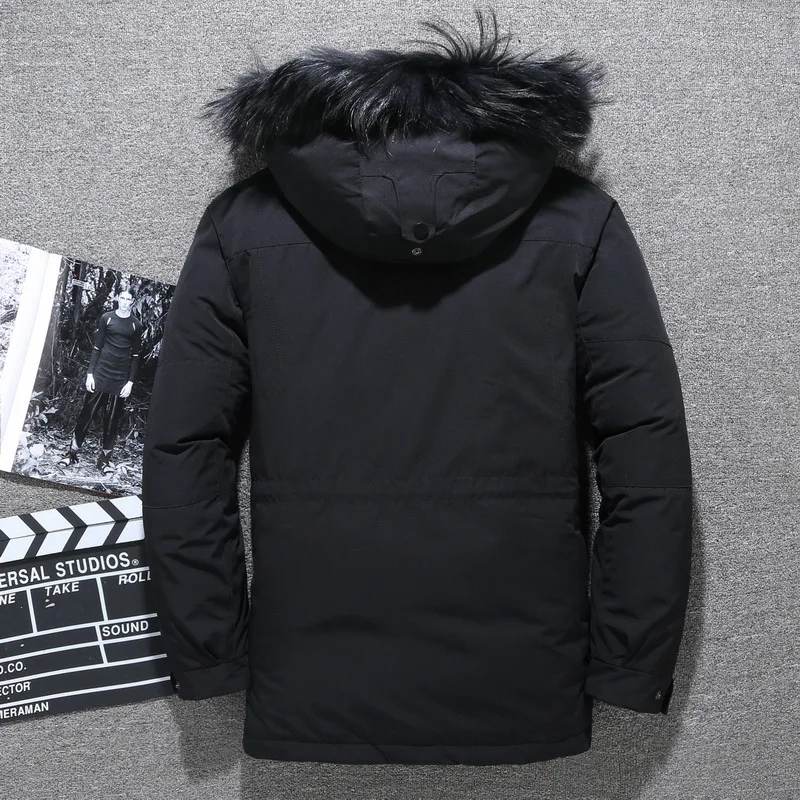 Пуховик мужской с воротником из натурального меха водонепроницаемая и