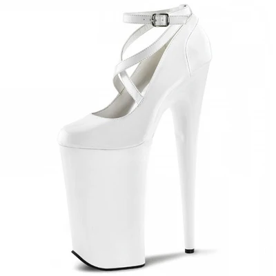 white 20cm heels SARAIRIS/большой размер 46, пикантные вечерние женские туфли-лодочки на высоком каблуке 20 см, 30 см, на платформе - Цвет: white 20cm heels