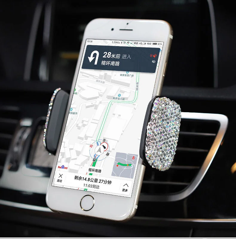

Crystal Car Phone Holder Support Universal Dashboard Mobile Phones Stand Air Vent Clip Mount Holder Bling Girls Car Accessories