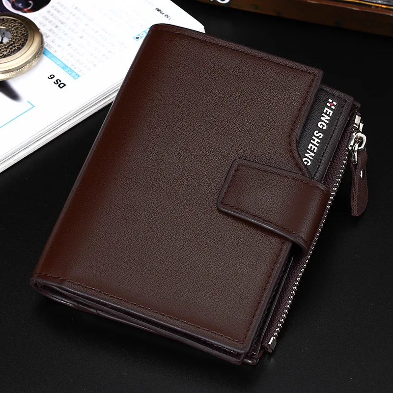 

Korean version of casual men's wallet vertical multi-functional wallet zip fastener three fold zero wallet trend