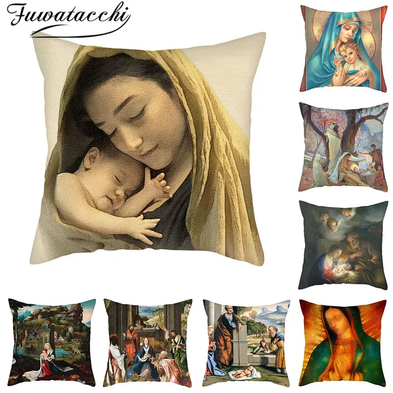 Чехол на подушку с масляной росписью Fuwatacchi наволочка для мамы и детей крестного