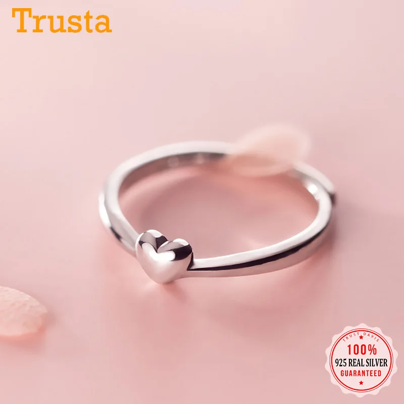 

Trustdavis Real 925 Sterling Silver Fashion Sweet Romantic Heart Opening Ring For Women Wedding Party Fine S925 Jewelry DA1766