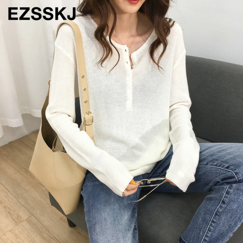 Женский Трикотажный Свитер оверсайз повседневный однобортный свитер в