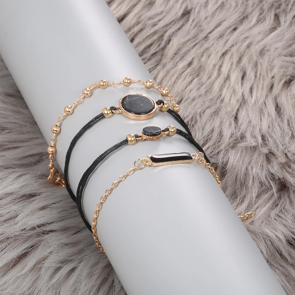 4 шт./компл. богемные круглые черные кристаллы геометрические бусины браслеты для