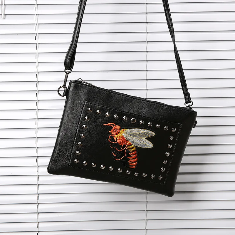 Модные уличные заклепки модные кожаные сумки для захвата молодых мужчин и женщин