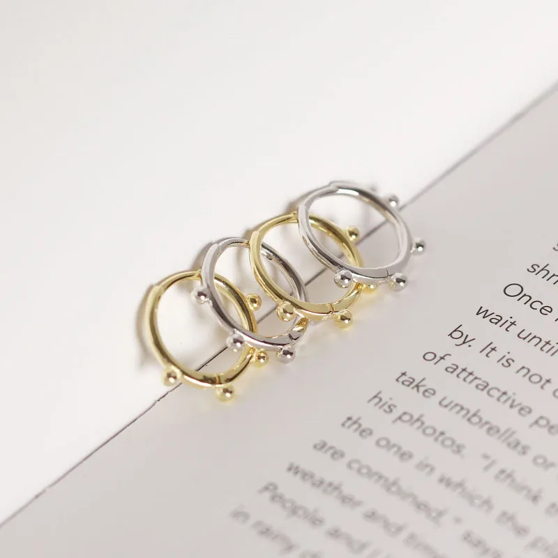 Женские серьги-кольца YPAY из серебра 100% пробы с круглыми бусинами | Украшения и