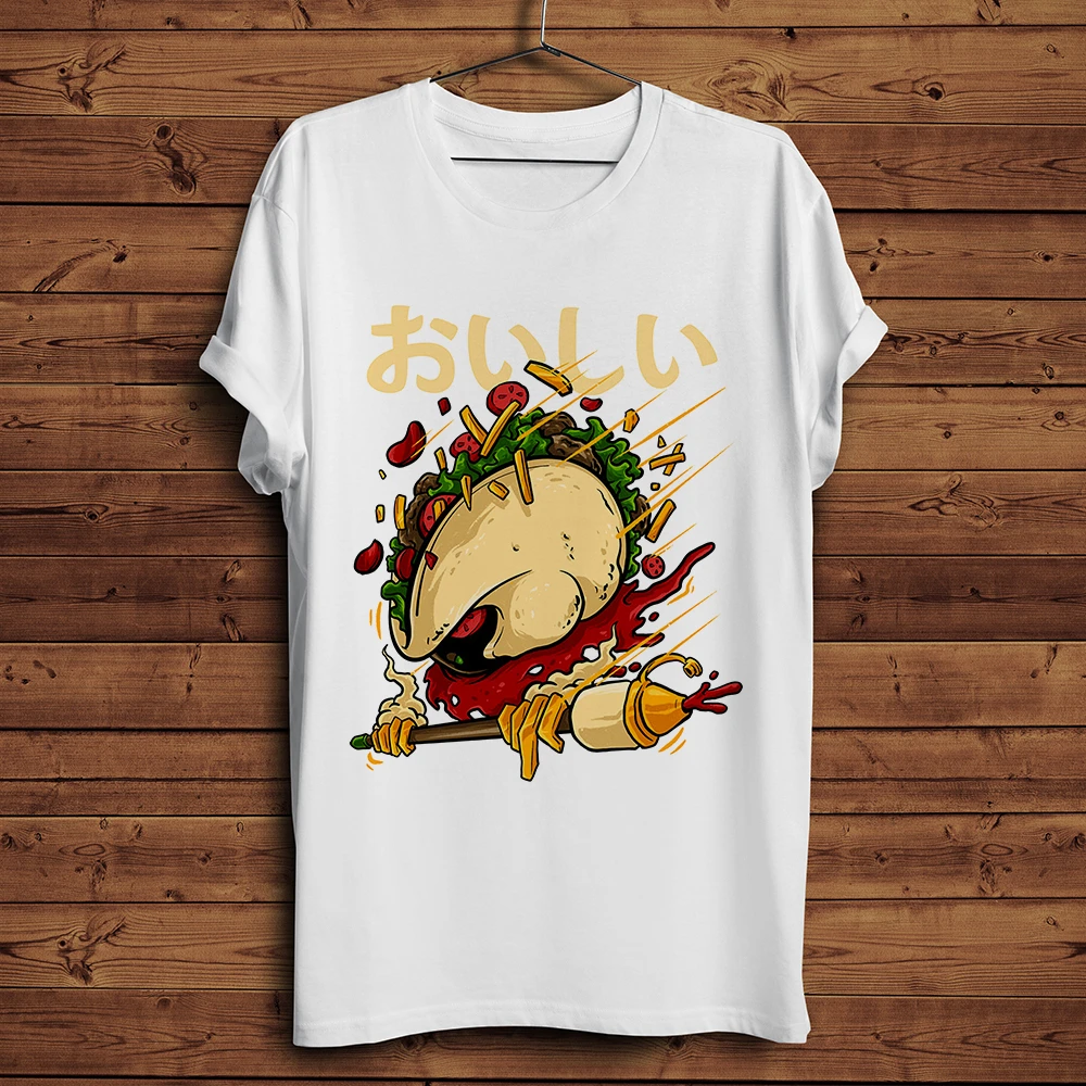 Забавная Мужская футболка с японским аниме тако воин Самурай летняя новая белая