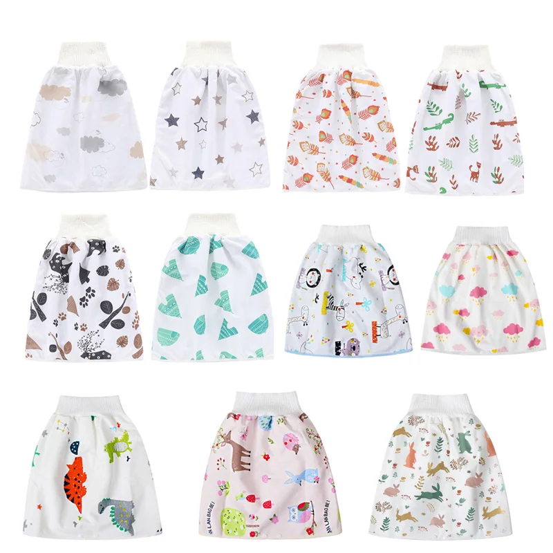 

2pc/lot 2 in 1 Babies Infant Toilet Training Diapers Supplies Cotton M L Size TPU Waterproof Washable Skirt Pants Napkin Clothes