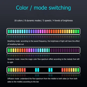 RGB LED Strip Light Sound Control Pickup Rhythm Atmosphere Music Ambient Light Bar Colorful Lamp for Party Car Home Desk Decorat 5