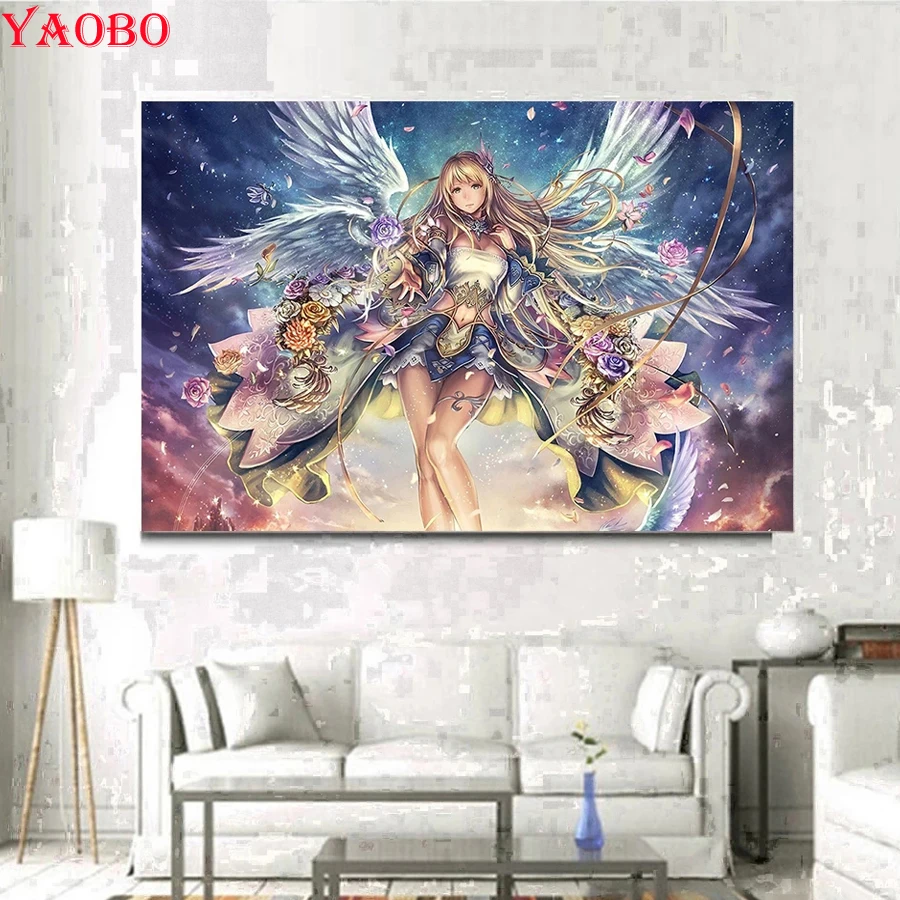 

Embroidery Diamond Art Anime Angel Flower Girl 5D DIY Diamond Painting mosaic Painting Rhinestone Cross Stitch home decor,
