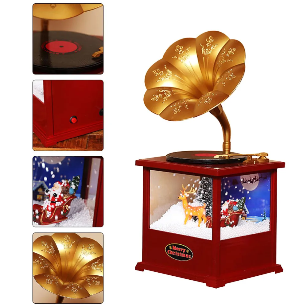 

1PC Retro Mini Falling Snow Phonograph Adornment Xmas Decorative Supply