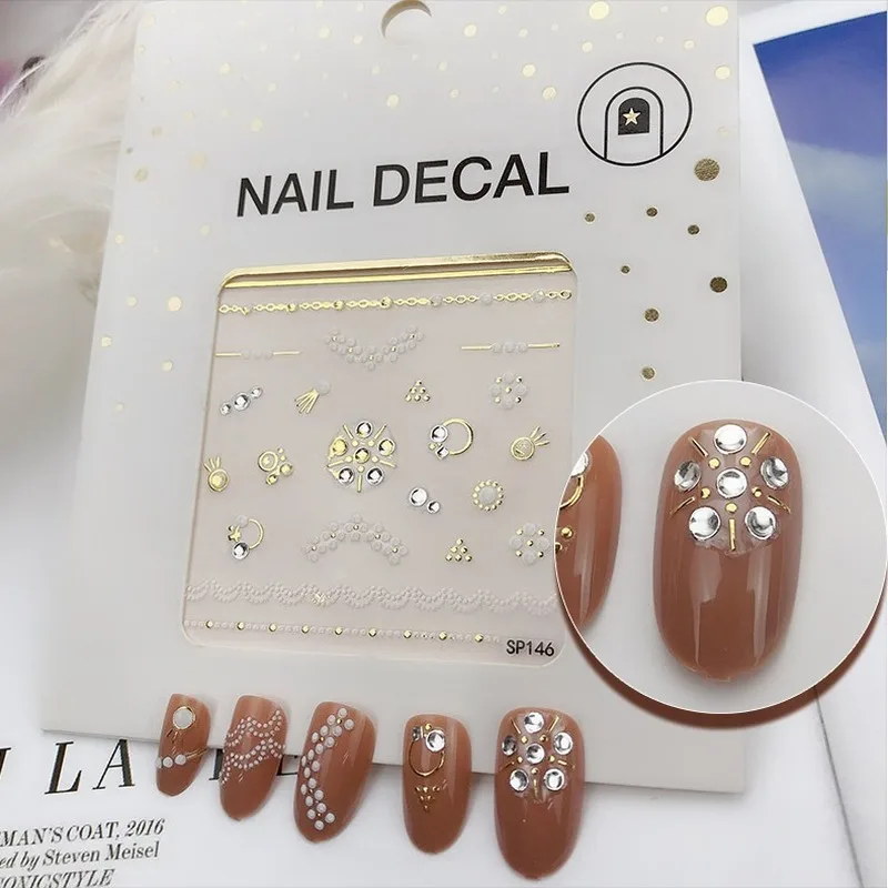 Мини наклейки для ногтей в виде цветов Стразы DIY Набор наклеек Самоклеящиеся 3D