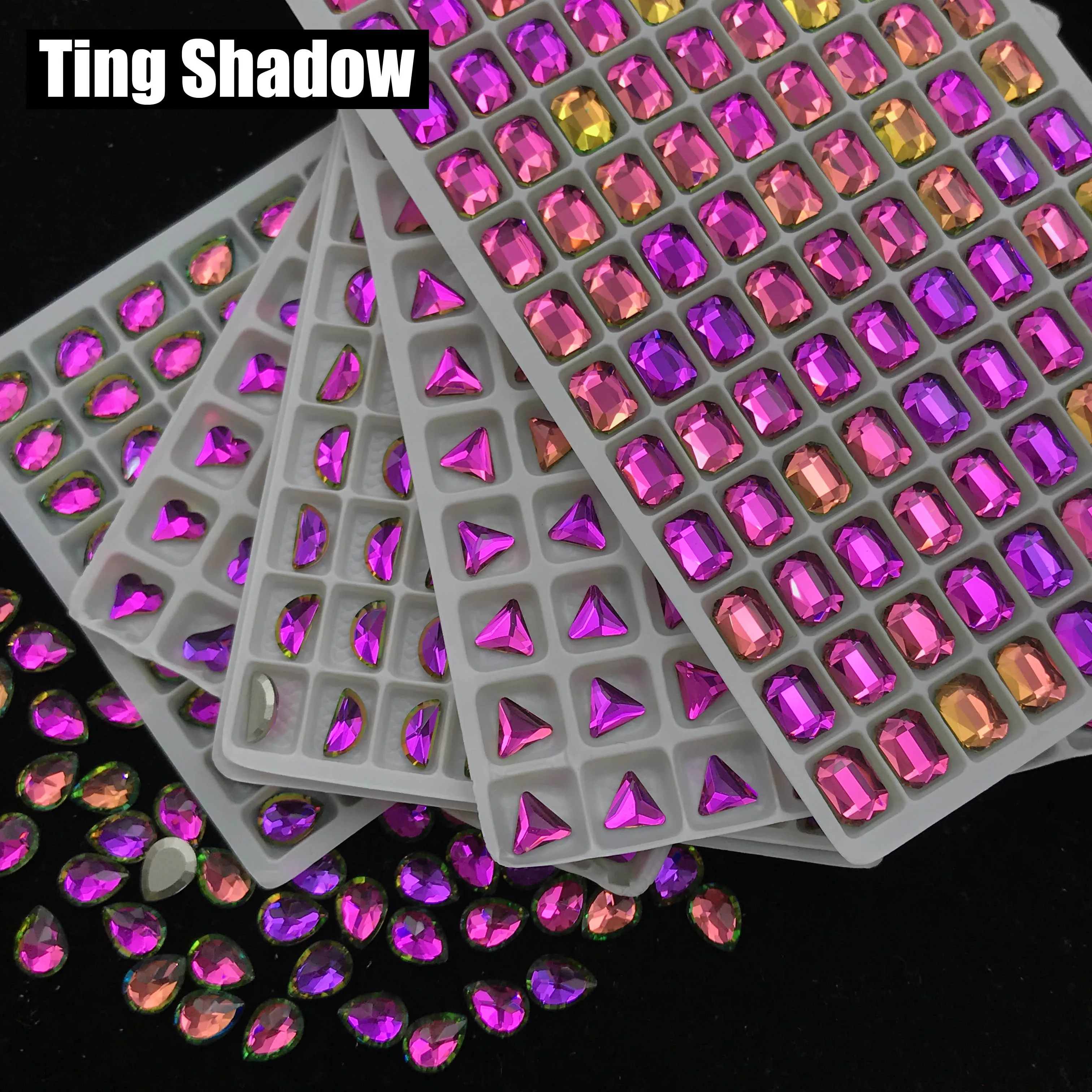 Розовый светильник 3D Стразы для ногтей прямоугольный кристалл клей на