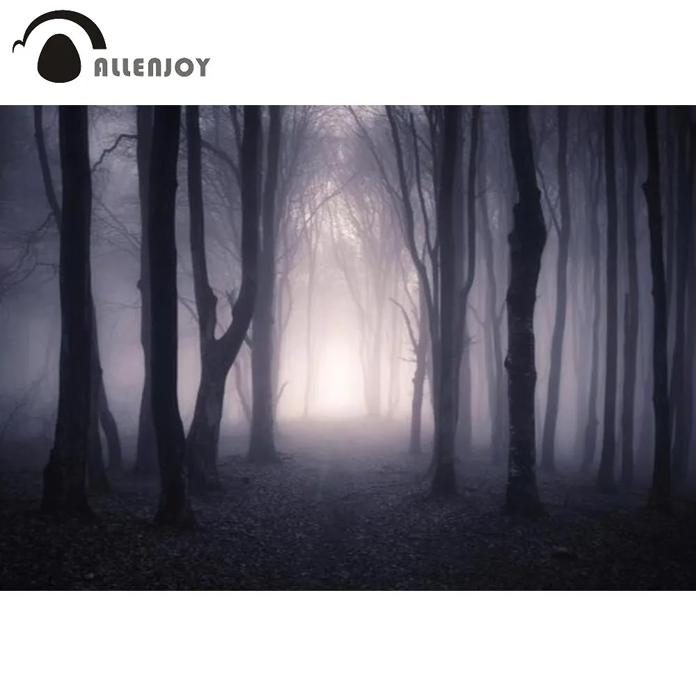 

Allenjoy Темный лес тематический фон на рассвете туман боке мертвые ветви Хэллоуин вечерние на заказ декоративный фон для фотосъемки