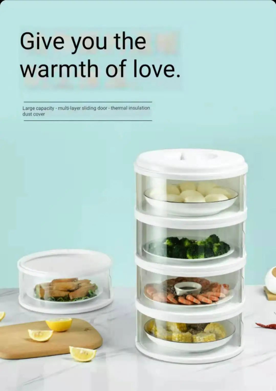 

Food stacking layer with cover, household dust-proof food cover, can stack multi-layer flat cover food insulation