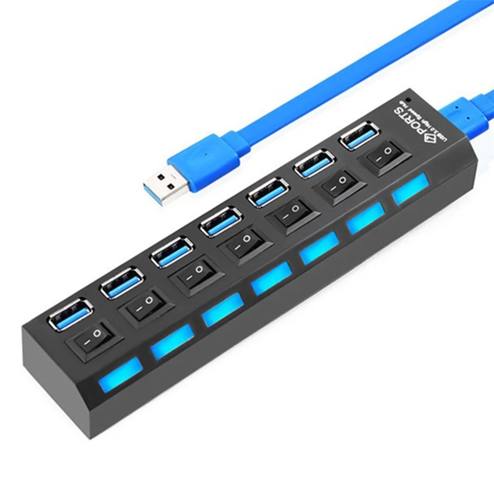 

USB 3.0 Hub USB Hub 3.0 Multi USB Splitter 3 Hab Use Power Adapter 7 Port Multiple Expander 2.0 USB3 Hub With Switch For PC