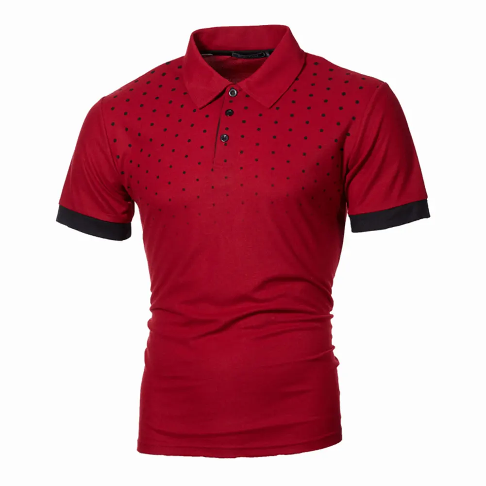 

New Fashion Men's Short Sleeve Shirts, Casual Polka Dots Graphic Print Regular Fit T Shirts